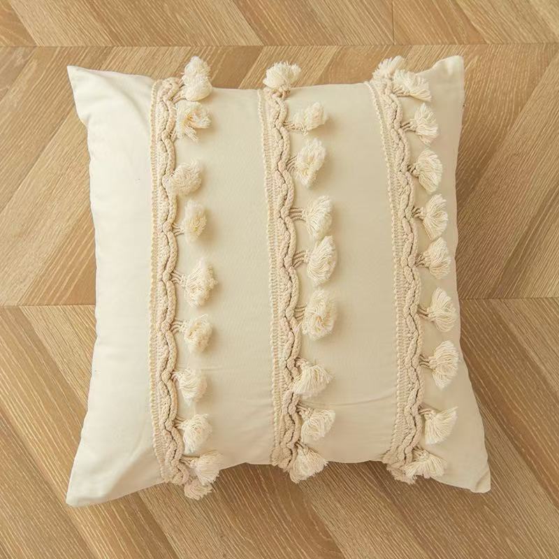 Moroccan Style Home Pillow Cover Fringe Geometric Pattern Simple Sofa Cushion Living Room Luxury Decor Pillowcase 45×45cm