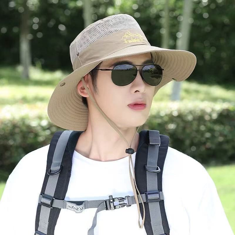 Unisex Sun Hat for Outdoor Fishing Hiking Hunting UV Protection Breathable Foldable Adjustable Chin Strap Wide Brim Boonie Hat