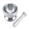 Stainless Steel Mortar and Pestle Set Kitchen Mortar Pestle Manual Grinder for Garlic   with Silicone Lid Ergonomic Non-Slip Grip