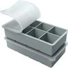 Large Ice Cube Mold with Lid Stackable Soft Silicone Square Tray for Cocktails  Camping Use