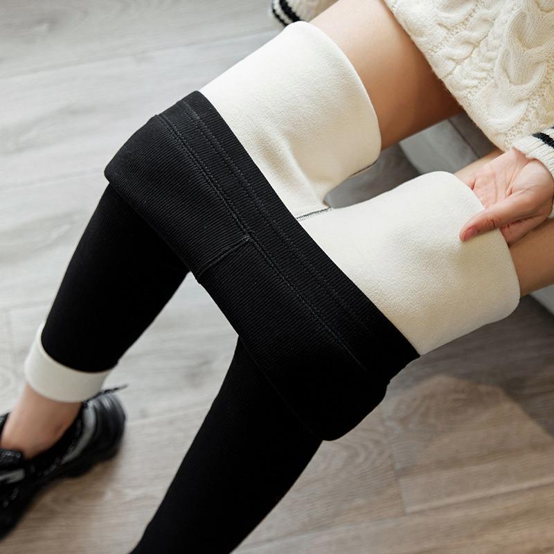 Lamb Wool Leggings Women Wear Autumn and Winter Thin Velvet Long Johns Tight-fitting Velvet Thickened Warm Large Size Nine-point Cotton Pants
