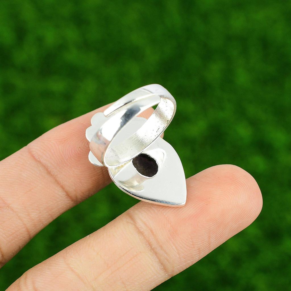 Natural African Amethyst Statement Flower Adjustable Ring 925 Silver For Girls