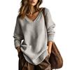 Women's Cozy V-Neck Knit Sweater Loose Fit Slimming Pullover Top