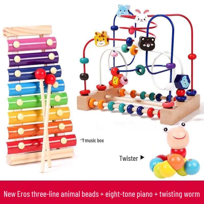 Montessori Baby Bead Maze & Building Blocks for 6 Months To 2 Years - Educational Toy for Concentration