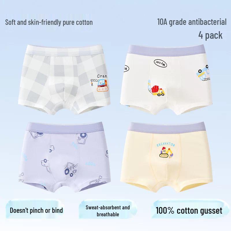 Boys' Pure Cotton Boxer Briefs, Ages 6-12, Comfortable Fit, No Pinching