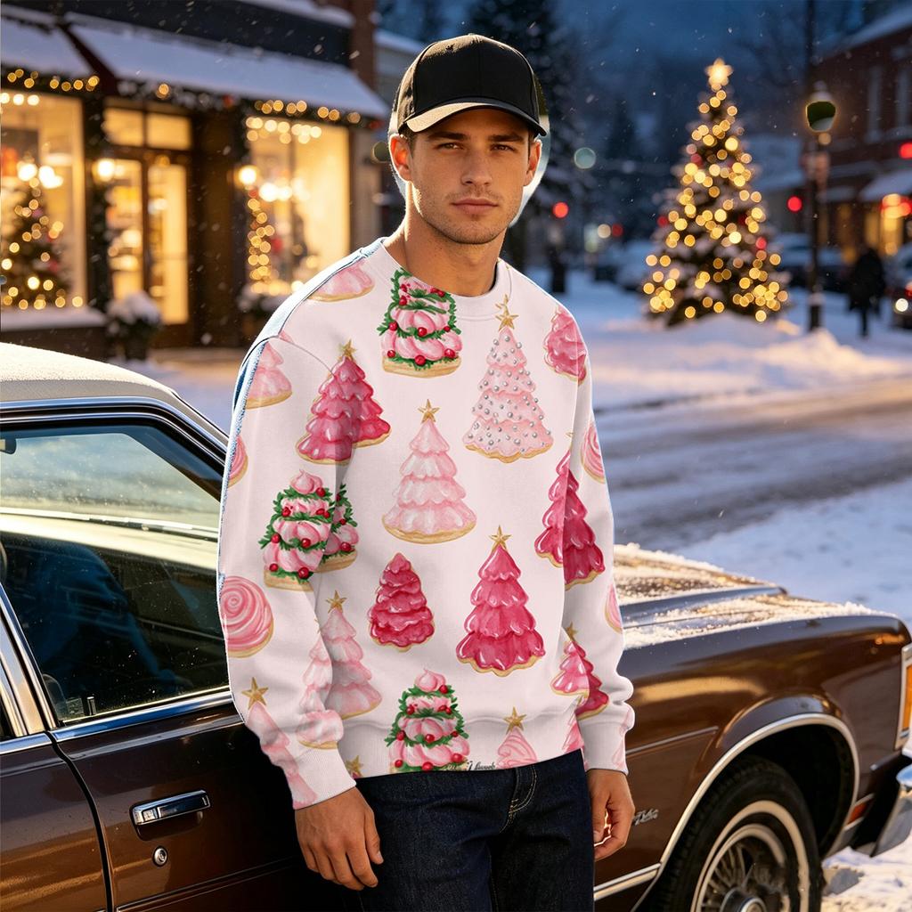 Men's Casual Loose Fit Printed Neck Long Sleeve T-Shirt for Daily Wear