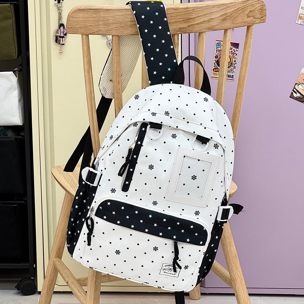 Schoolbag new high-value sweet and cute polka dot primary school backpack female volume two-dimensional transparent double shoulder pain bag