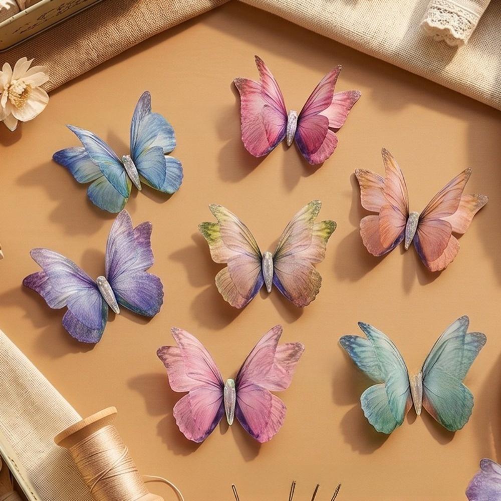 50Pcs Colorful Chiffon Tulle Butterfly Patches Clothes Sewing Patch  Bridal Hair Accessories