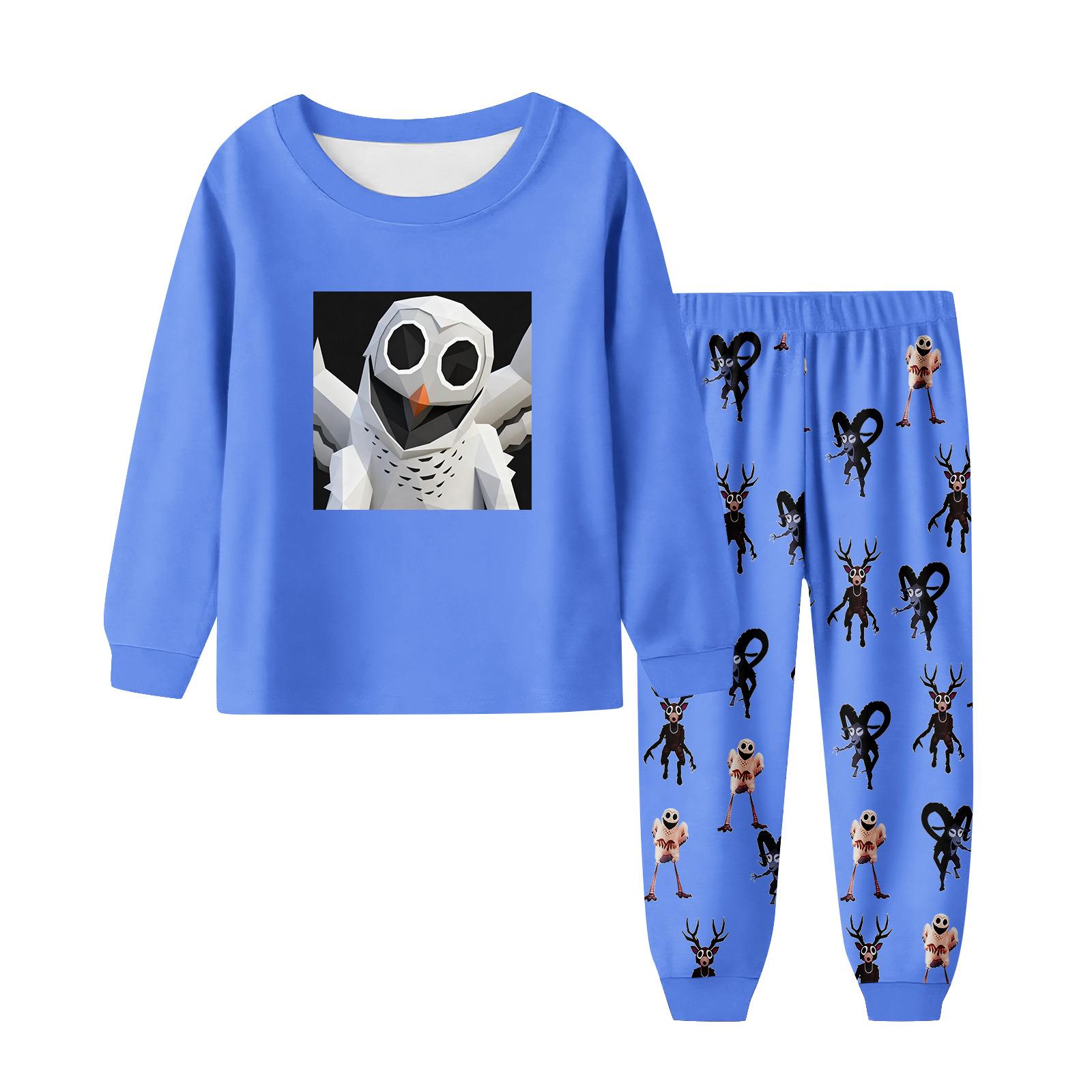 

Дитячий модний костюм спідниця топ з круглим вирізом з довгим рукавом штани 120 синій