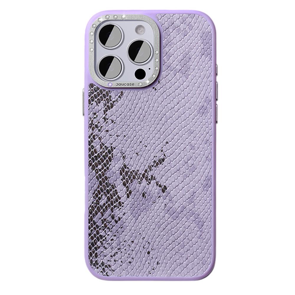 

JAUCASE For iPhone 16 Pro Magnetic Case Snake Texture PU+TPU+PC Phone Back Cover Purple