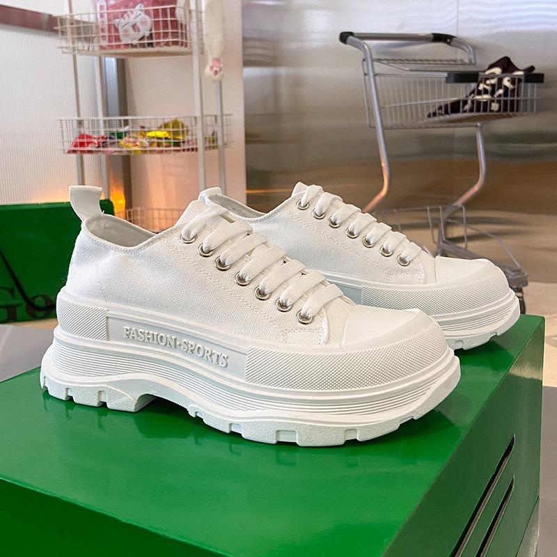 

Женские парусиновые туфли на плоской платформе со шнуровкой спереди, модные повседневные удобные кроссовки, увеличивающие рост, женская обувь с розовой цепочкой 42 белый
