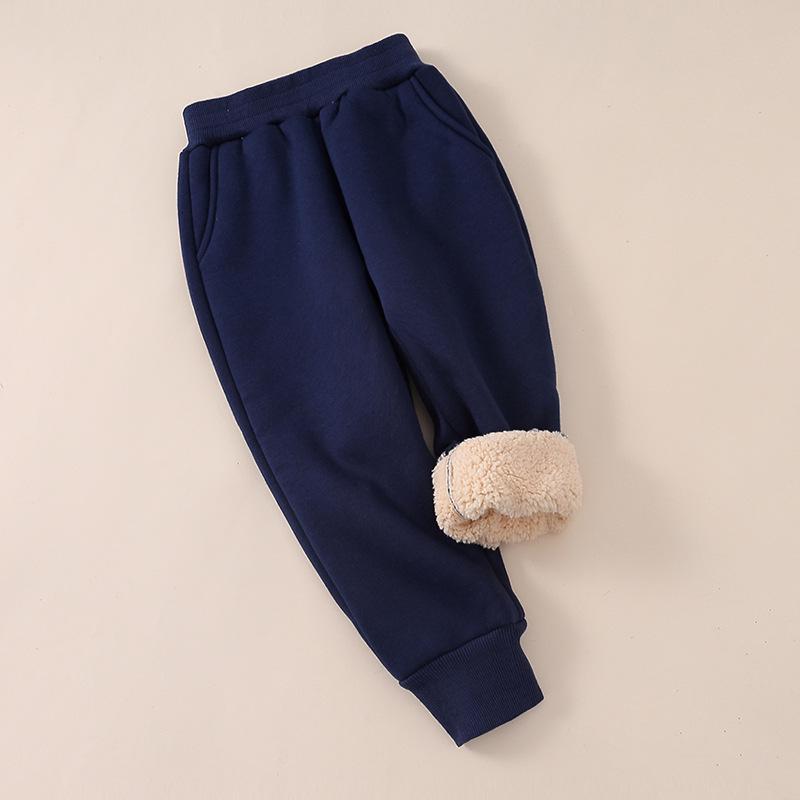 Brand Kids' Thickened Lambswool Sweatpants for Autumn/Winter - Boys' Warm Casual Long Pants