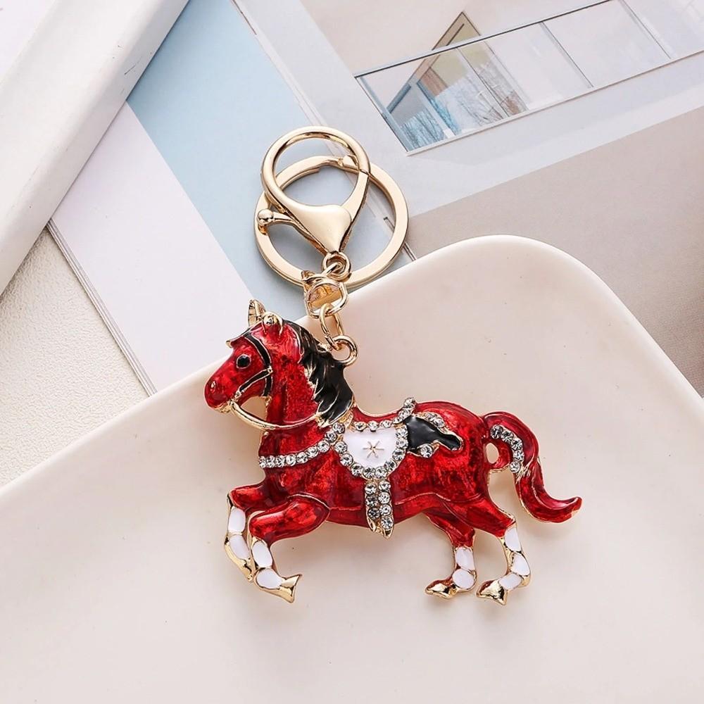 Sparkling Rhinestones Horse Keychain Colorful Backpack Pendant Car Key Chain Backpack Decoration