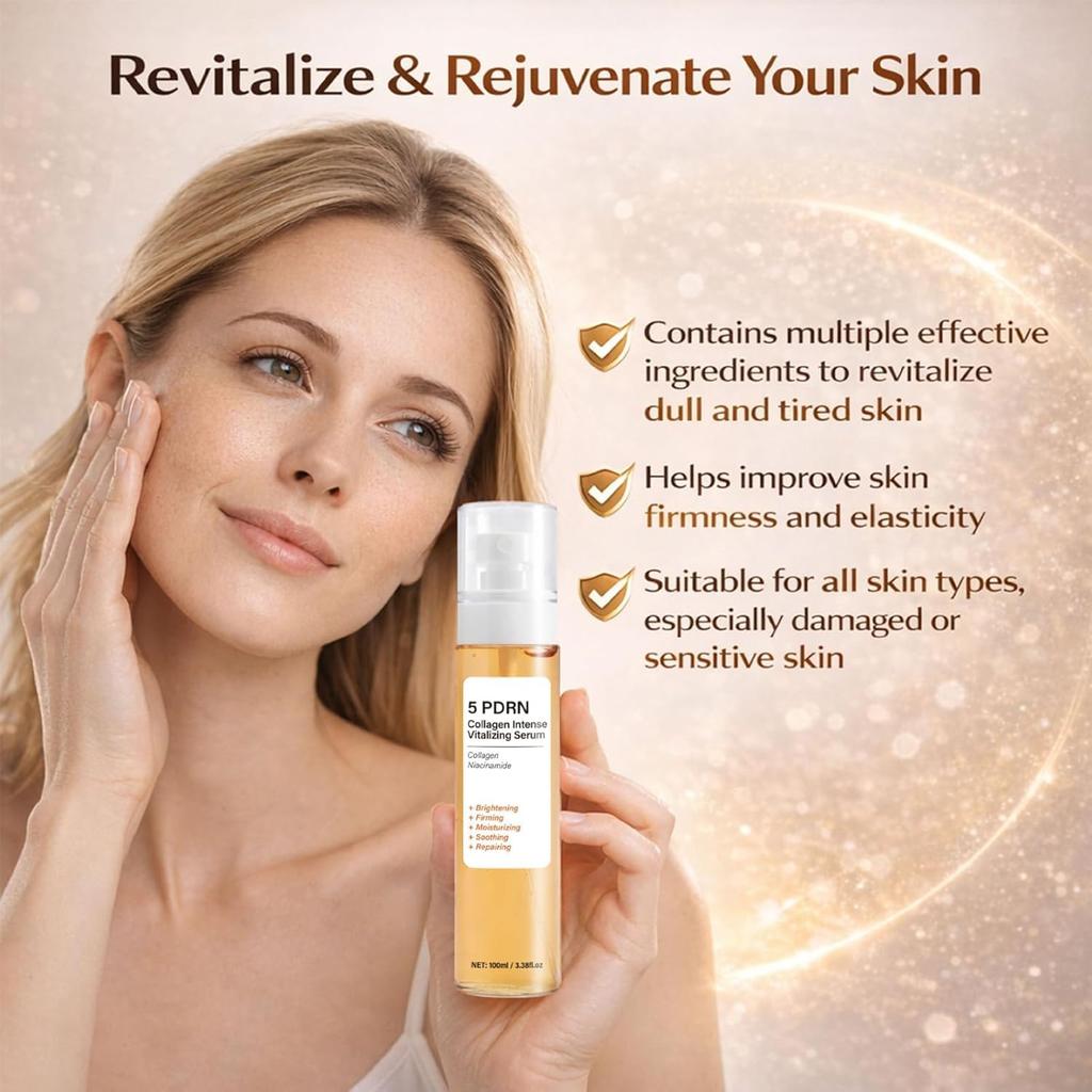 Kresal 5 PDRN Collagen Intense Vitalizing Serum - Advanced 5-in-1 Skin Repair Formula with Niacinamide - Brightening, Firming, Moisturizing, Soothi