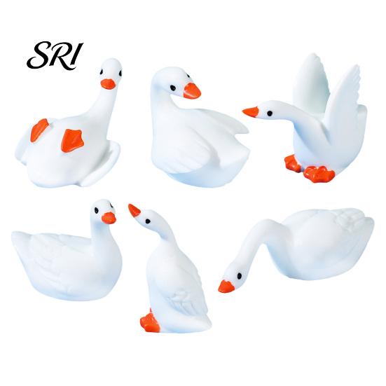 Vícepozicová socha husy 6 ks Mini figurka Malá pryskyřice Malé roztomilé zvířátko Miniaturní vodní pták Dekorativní figurky pro DIY řemesla Dortový topper Mikro krajina