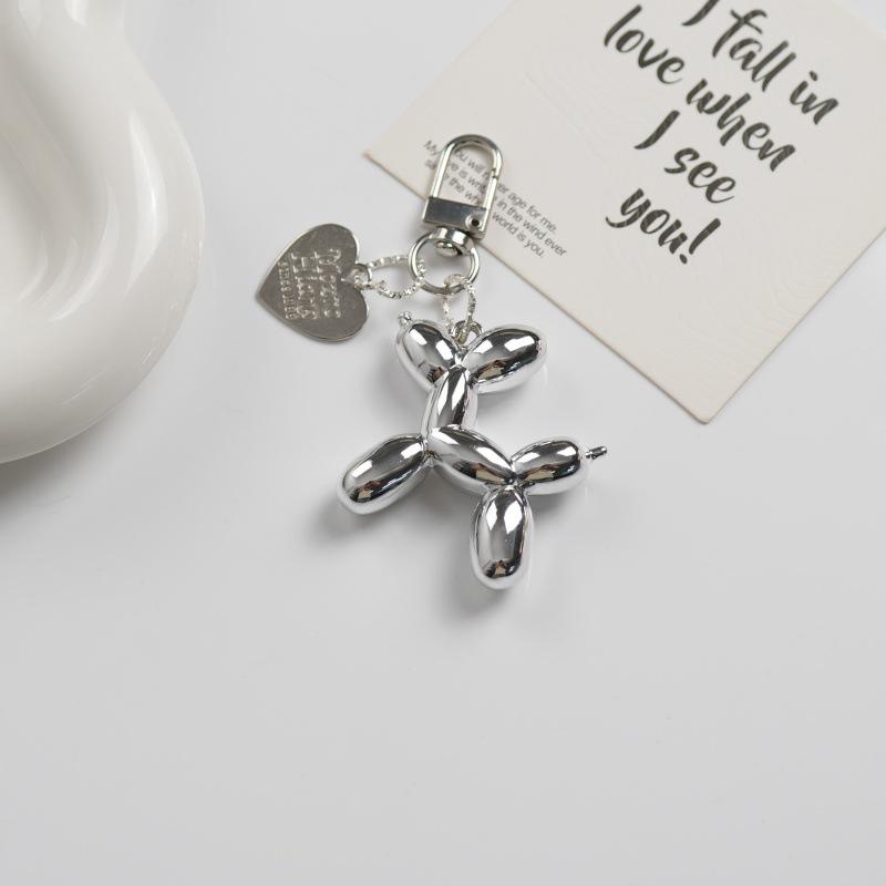 Trendy Acrylic Balloon Dog Keychain & Heart Pendant Backpack Accessory