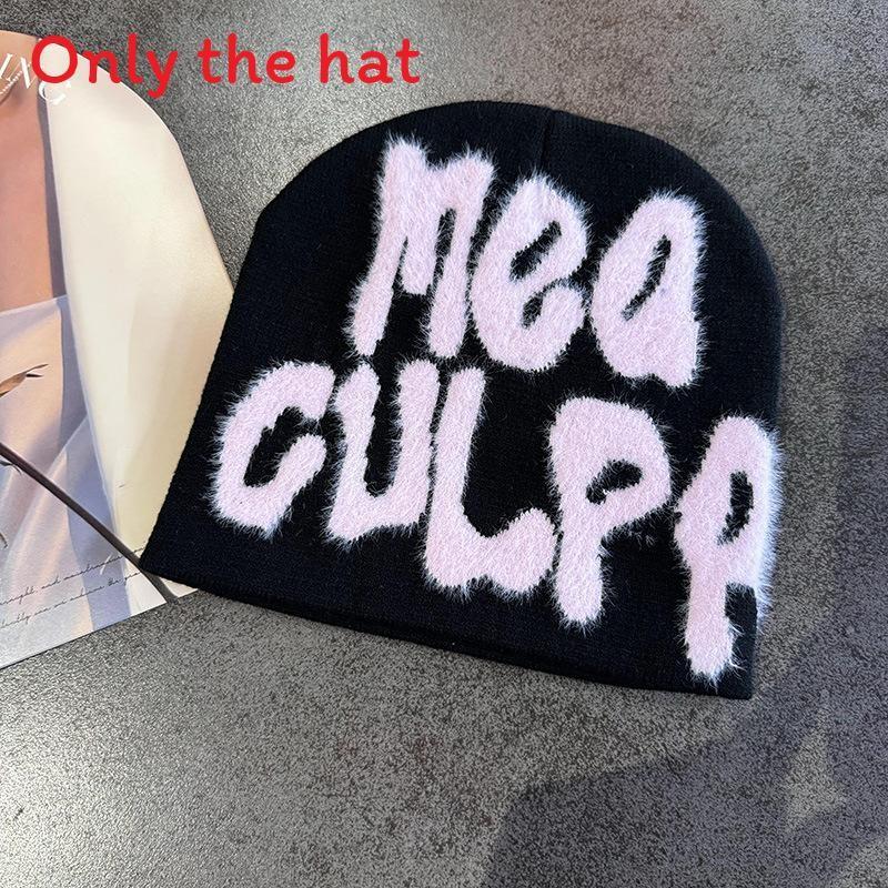 Trendy Letter Pattern Hat For Men Women Winter Warm Knit Cap For Outdoor Activities