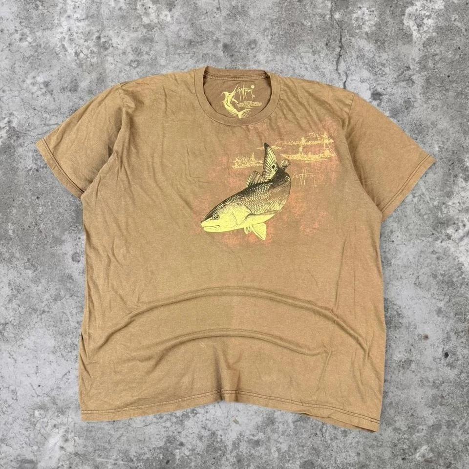 

Faded Brown Guy Harvey Fishing Tee Men s Size XL S
