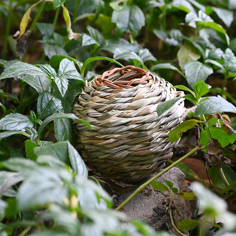Grass Woven Circular Bird's Nest Outdoor Hanging Decorations Hand Woven DIY Creative Gardening Decoration Bird Cage