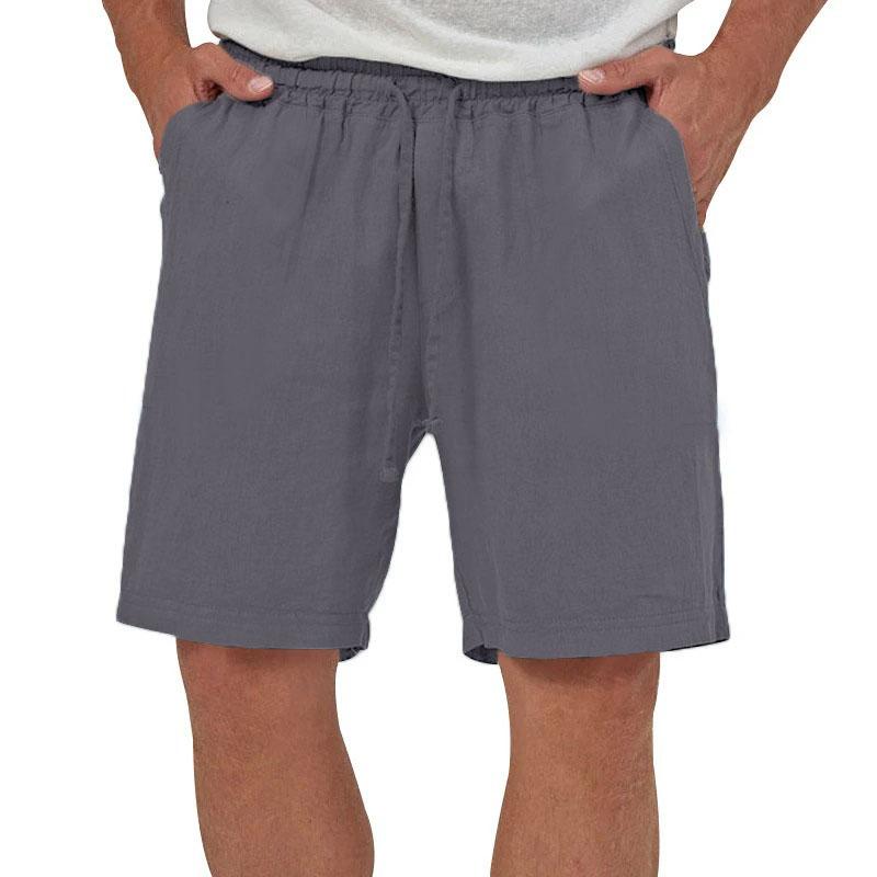 Mens Cotton Linen Shorts Casual Loose Fit Hawaiian Beach Style Short Pants Summer Breathable Lightweight Shorts Cozy Streetwear