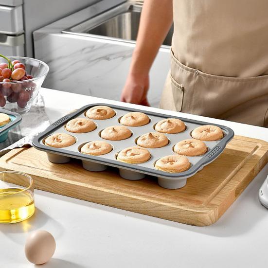 Cupcake Maker Mold Silicone Muffin Pan for Baking, 6/12-Cavity Easy Release Cake Flexible Baking Cups Mold, Food Grade Nonstick Kitchen