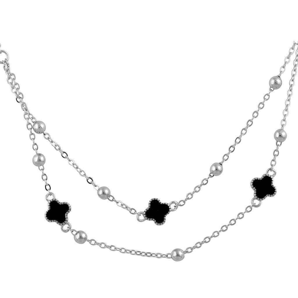 Silver Necklace with Natural Onyx (2128861)
