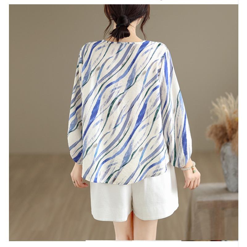 DIMANAF 2026 Women Plus Size New Summer Blouse Shirt Thin Casual Loose Lady Tops Tees Print Shirts