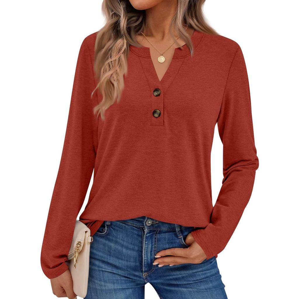 Camicie da donna a maniche lunghe a tinta unita Eleganti top casual Camicie alla moda Top