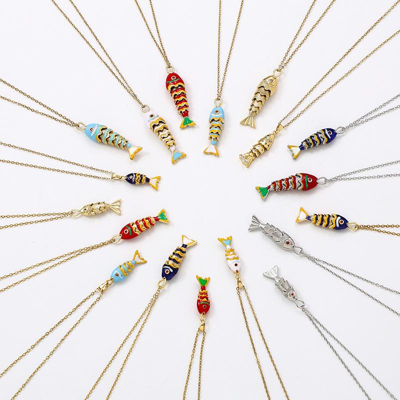 Exquisite Ocean Small Fish Pendant Necklace For Women Stainless Steel Personalized Collarbone Chain Cute Luxury Jewelry Gift