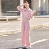 2025 Spring Fashion High-Waist Wide-Leg Pants & Slim Fit Sweatshirt Set