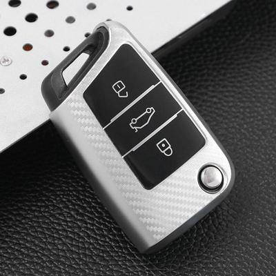Carbon Fiber Key Case for Volkswagen: Compatible with Tiguan, New Lavida, Sagitar, Lamando, Teramont, T-Roc, and T-Cross.