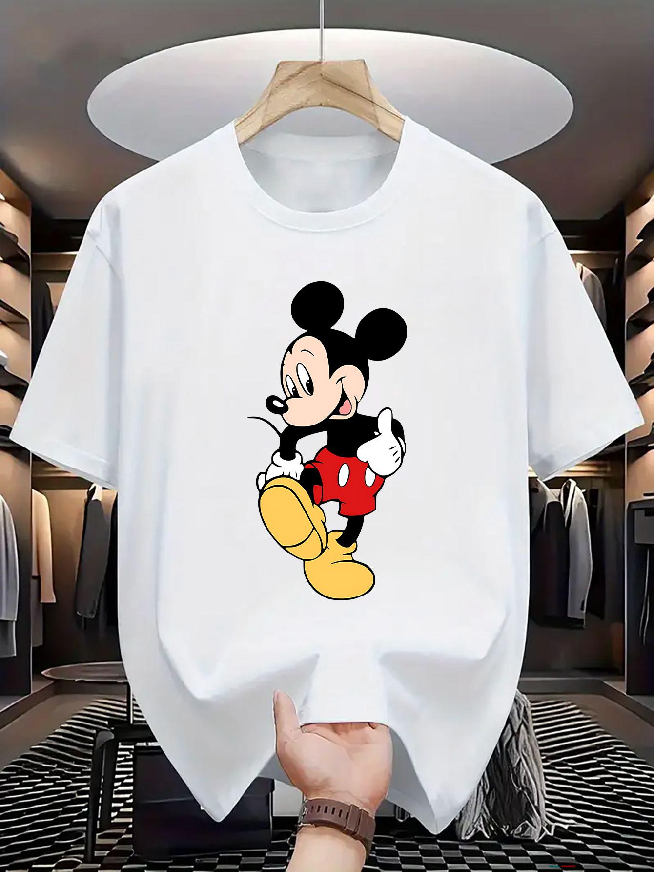 

Футболка з принтом Міккі Мауса від Disney для чоловіків та жінок, повсякденна, з круглим вирізом, коротким рукавом, бавовняні топи, футболки з мультяшним принтом, стрітвеар S