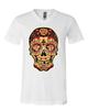 Day of The Dead Sugar Skull V-Neck T-Shirt Gold Calavera Dia De Muertos Tee