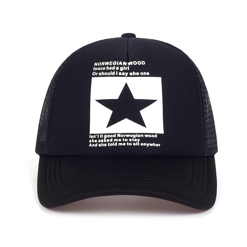 Five Pointed Star Printed Truck Driver Hat Adjustable Adult Men's and Women's Outdoor Fishing Hat Casual Style