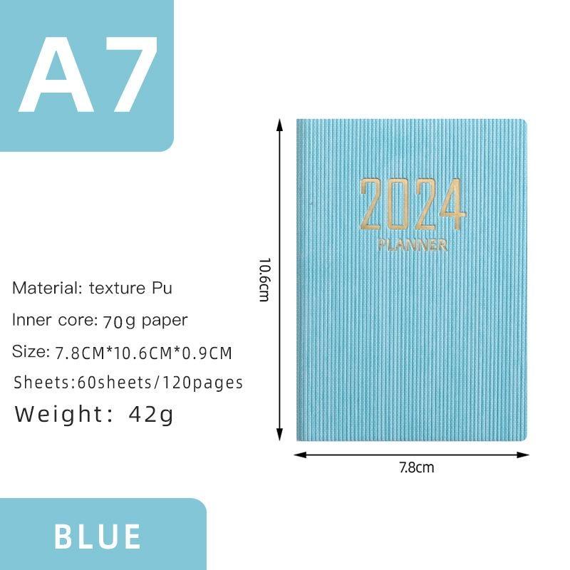 Handbuch 2024 Englisch Agenda Buch A7 Täglichen Planer Notebook Planer Tragbare Tasche Planer