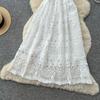 Abito Midi Elegante da Donna con Ricami in Pizzo, Manica Corta, Vita Alta, Linea ad A, Estivo, Casual, da Festa, per Matrimonio, da Vacanza, da Spiaggia