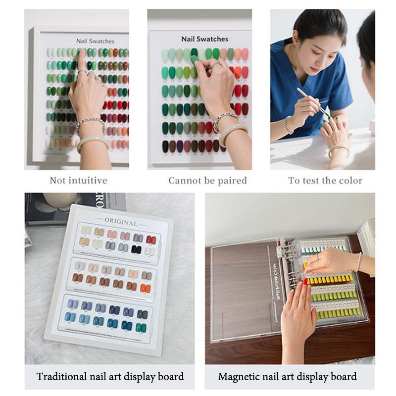 120/180/240 Transparent Colors Magnetic Tips Nail Art Swatch Book Manicure Color Test Storage Book Large Acrylic Works Display