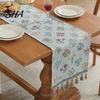 Elegante Runner per Tavola da Pranzo Runner Floreale Jacquard, Vintage con Bordi con Frange, Stile Classico Rustico per Matrimonio Decorazioni Baby Shower Affascinante