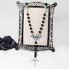 1pcs Vintage Necklace For Men And Women Vampire Beads Handmade Bent Pin Bat Rosary Cross Pendant