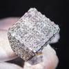 Huitan Trendy Geometry Women Ring Inlaid Full Bright Cubic Zirconia for Wedding Party  Engagement Noble Accessories Jewelry Gift