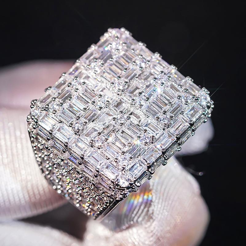 Huitan Trendy Geometry Women Ring Inlaid Full Bright Cubic Zirconia for Wedding Party Engagement Noble Accessories Jewelry Gift