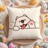 Cushion Cover Cute Dog Waving Paw Plush Fabric Soft Double-Sided Printed Sofa Warm Winter Home Gift Pillow Case