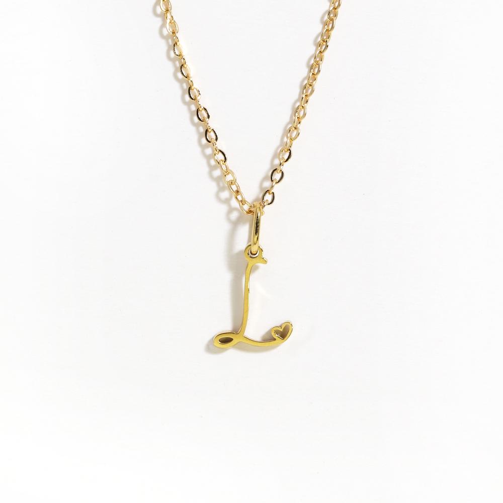 Charms Heart Initial Necklaces for Women,Gold Plated Letter Pendant Necklace, 26 Capital A-Z Stainless Steel Jewelry