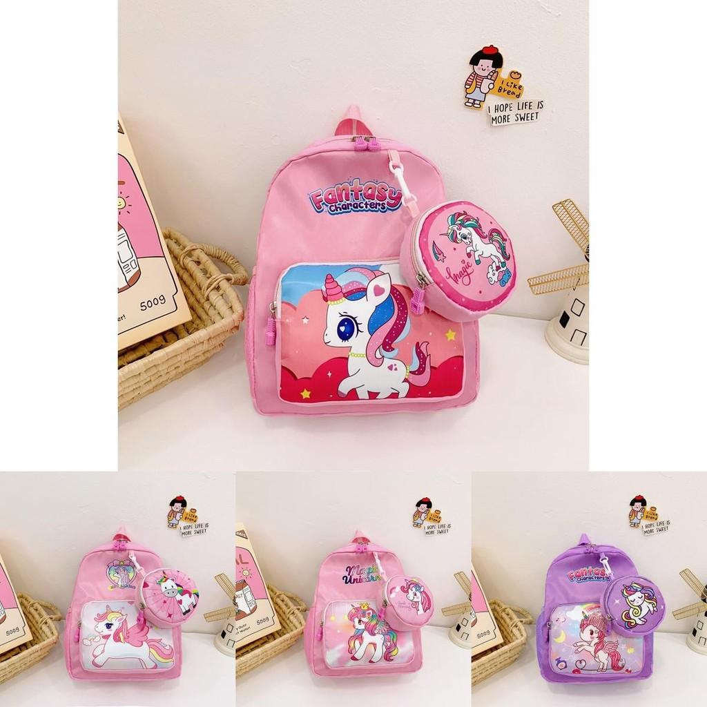 Cartoon Animal Unicorn Backpack Printed Nylon Versatile And Cute For Children