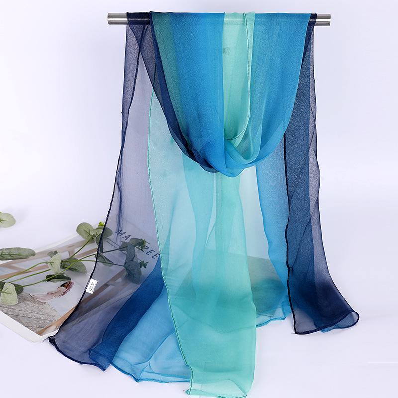 Damen Schal aus Seide mit Farbverlauf: Vielseitiger, leichter Schal für den Sommer, Tanz und Körperformung, lang und dünn aus Georgette.