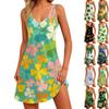 Women's Floral Print Dress, Vest, Skirt With Pockets, Beach Skirt, V-Neck Vest Skirt