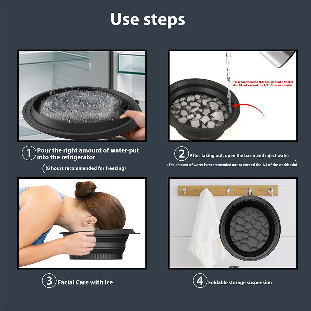 Folding Bowl Space Saving Silicone Icetray Low/High Temperature Resistant Portable Skincare Basin for Skin Tightening