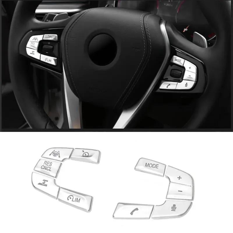 Chrome Car Steering Wheel Switch Button Cover Trim For BMW 5 X3 G30 G38 G01 2018- Interior Inner Auto Para Sticker Carro Set
