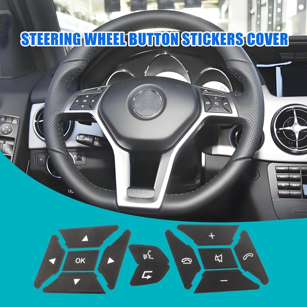 Car Steering Wheel Button Stickers Cover Fit for Mercedes Benz ML GL GLK GLA CLA CLS SL A B C E G Class Interior Switch Button Decoration