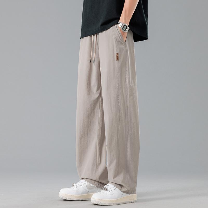 New Casual Pants Men's Summer Breathable Ice Silk Large Size Sports Pants American Trendy Brand Loose Straight Trousers